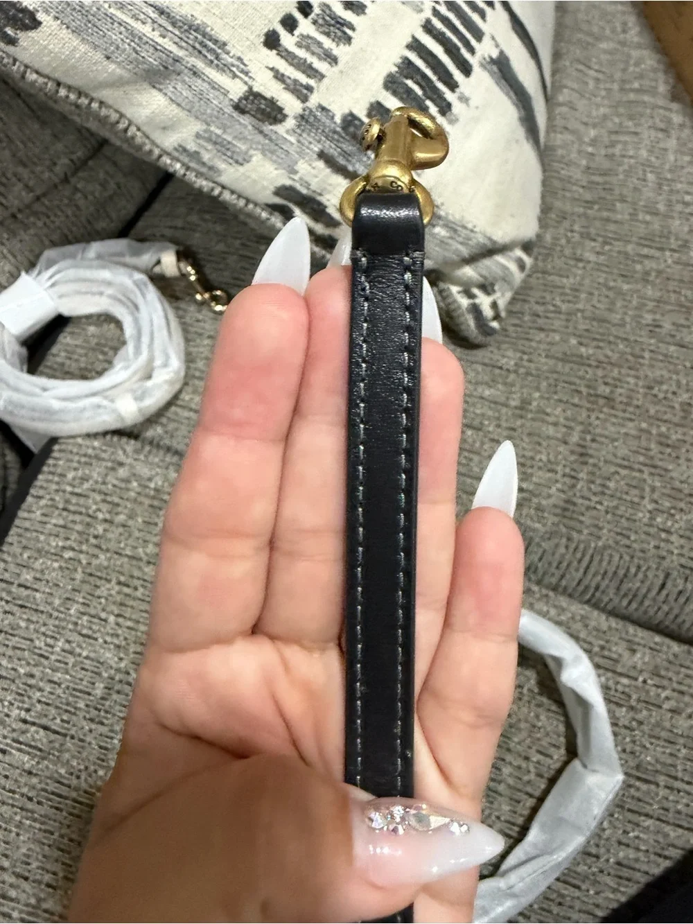 Coach black Leather Crossbody Strap with Gold-Tone Hardware